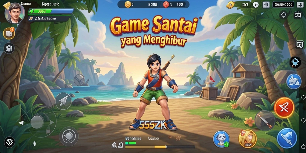 Tampilan utama gameplay 555ZK yang mengasyikkan dan penuh warna.