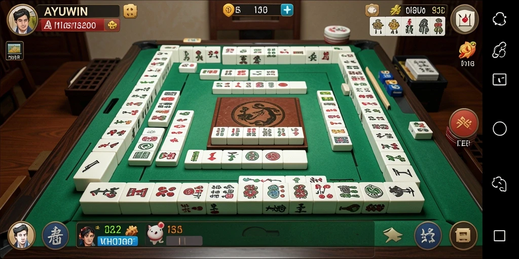 Gameplay AYUWIN yang menarik dengan berbagai ubin Mahjong.