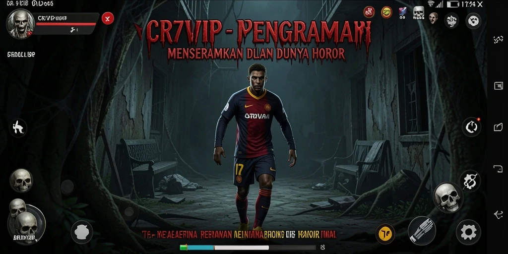 Screenshot gameplay CR7VIP menampilkan suasana horor yang menegangkan.