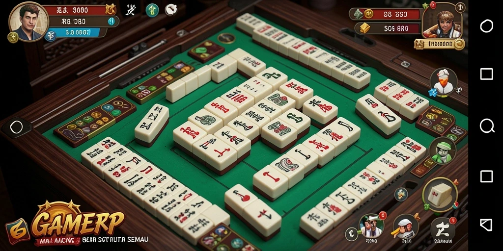 Screenshot GAMERP menampilkanGameplay Mahjong yang seru dan menarik.