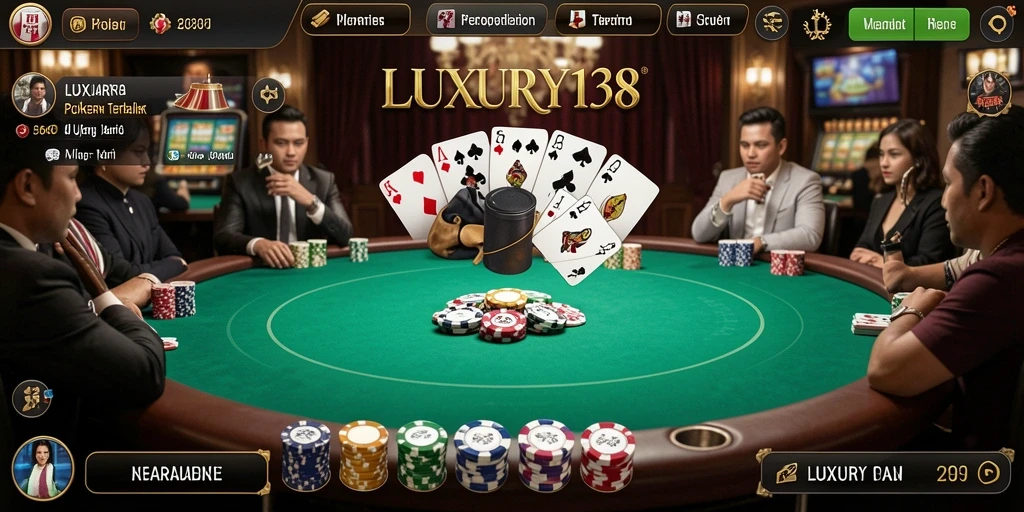 Tampilan gameplay menarik dari LUXURY138 dengan suasana poker yang realistis.