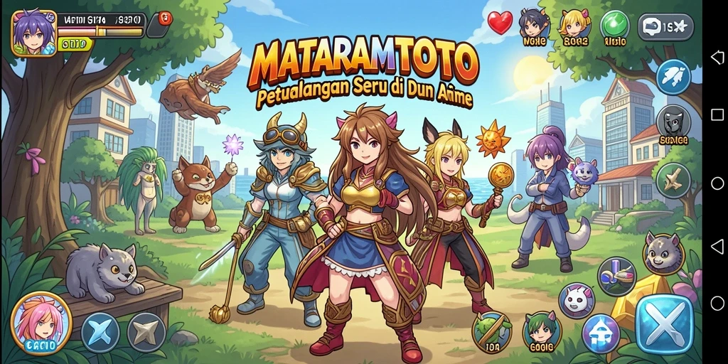 Tampilan gameplay menarik di dunia anime yang penuh warna.