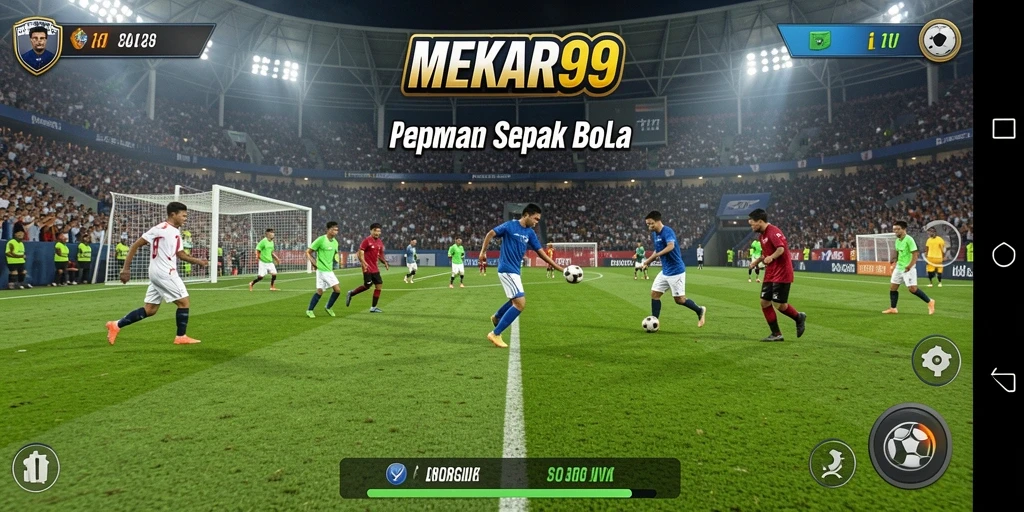 Gameplay seru di MEKAR99 dengan tim sepak bola favorit.