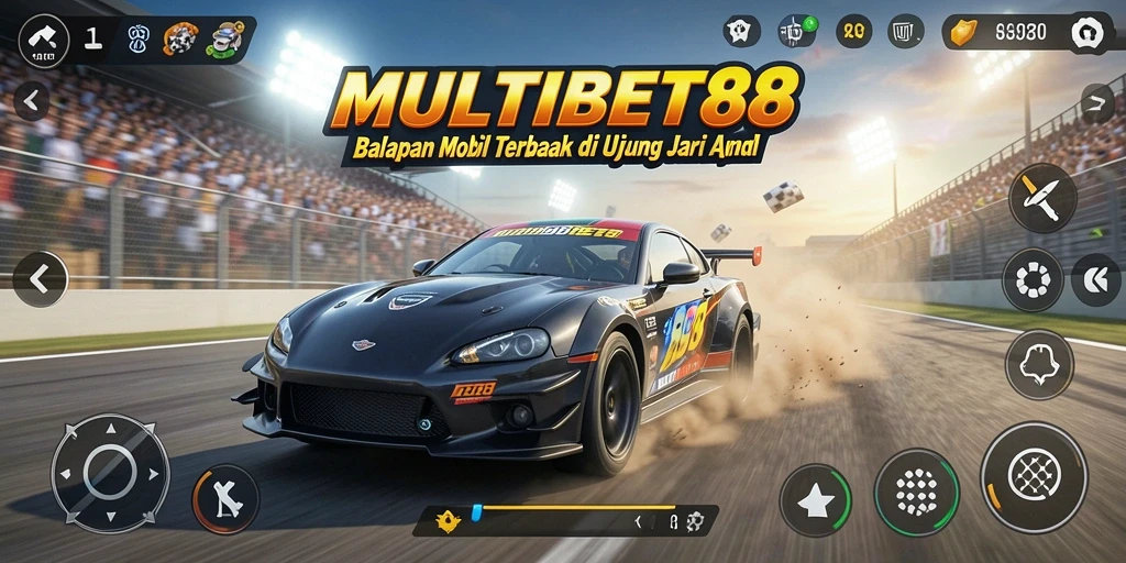 Tampilan gameplay balapan mobil seru dan mendebarkan dalam MULTIBET88.
