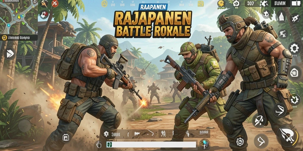 Screenshot gameplay RAJAPANEN menunjukkan aksi pertempuran yang mendebarkan.