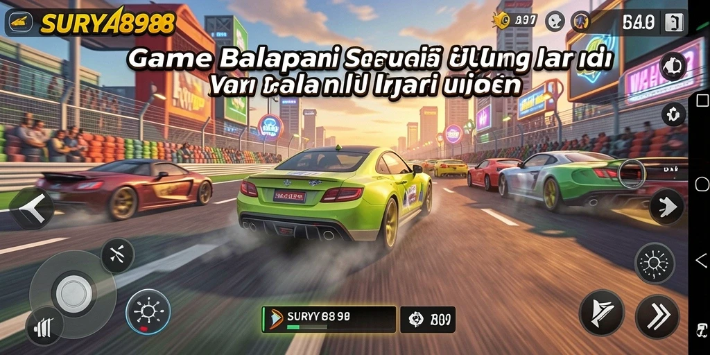 Tampilan gameplay balapan yang mendebarkan di SURYA898.