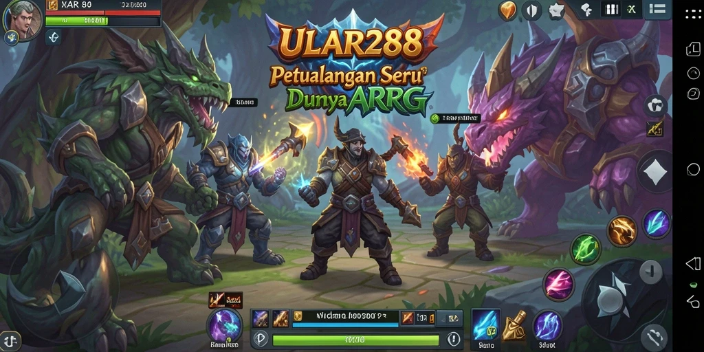 Gameplay ULAR288 menampilkan pertempuran karakter yang intens dalam dunia fantasi.